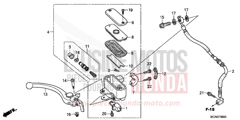 MAITRE-CYLINDRE DE FREIN AVANT CYLINDRE de Gold Wing GRAPHITE BLACK (NHB01) de 2015